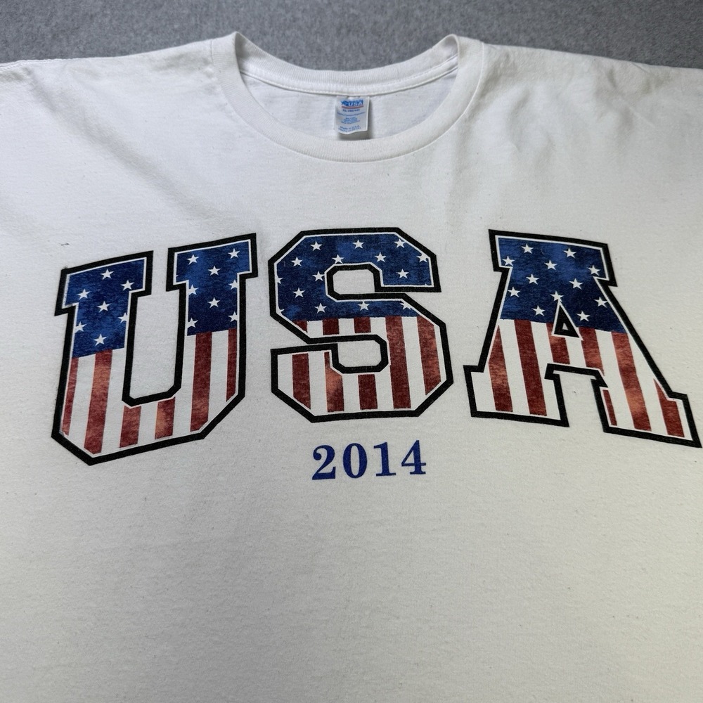 USA 2014 Patriotic American Flag Stars Stripes Graphic Tee XL Made in USA - Picture 2 of 8